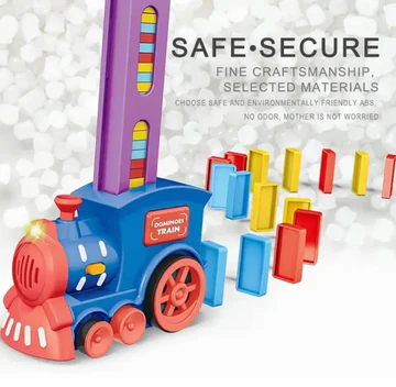 ORANGLES Toy Train – Ruida Toys Automatic Domino Train Set with Music & Lights - angled perspective - presenting advantages - Image 4 of 5 | fits any environment | Purchase Toy Train – Ruida Toys Automatic Domino Train Set with Music & Lights Michigan | Free Shipping ORANGLES