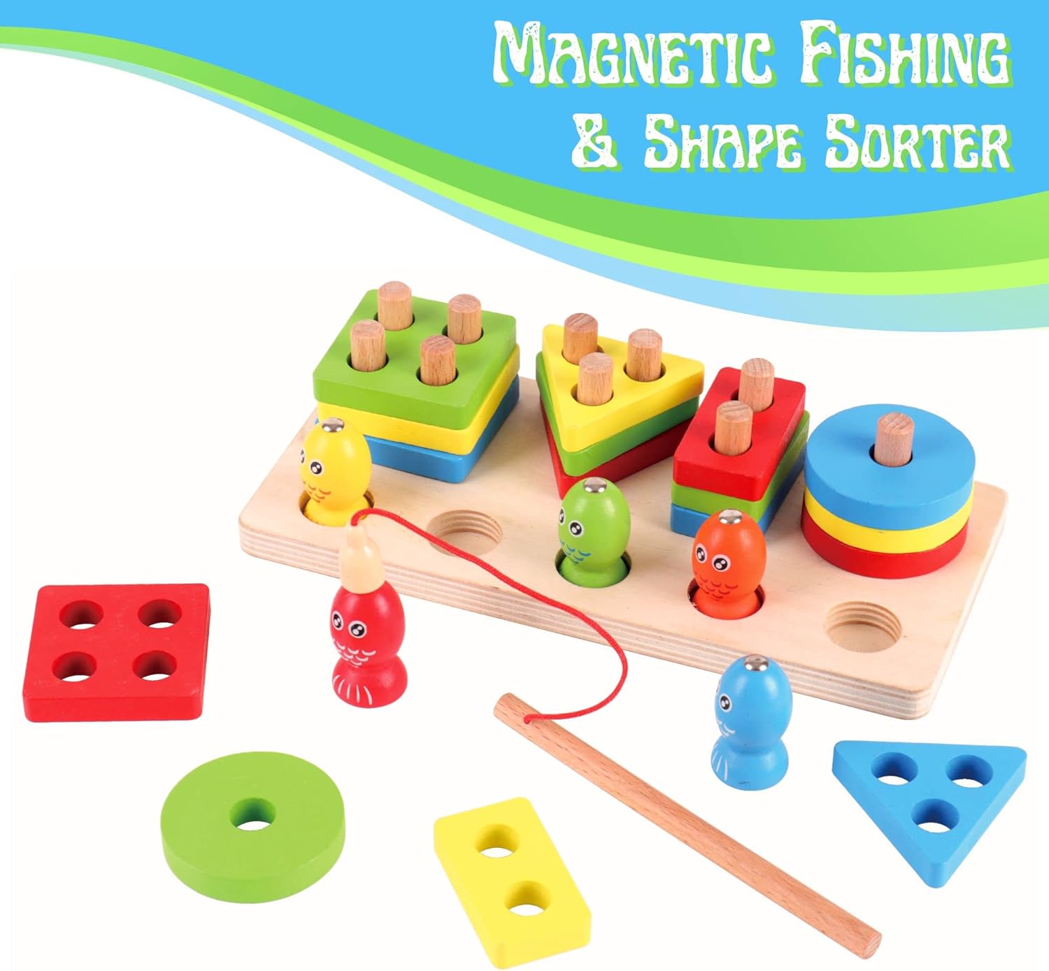 ORANGLES Baby Toys – Fishing Four Post Toys for Toddlers with Early Learning Fun - detailed closeup view - illustrating benefits - Image 3 of 7 | created for all | Shop Baby Toys – Fishing Four Post Toys for Toddlers with Early Learning Fun North Carolina | Free Shipping ORANGLES