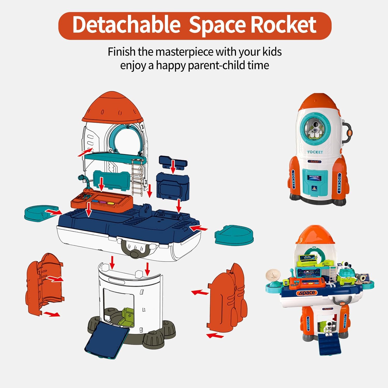 ORANGLES Toys for Kids – Rocket Space Toys for Kids with Lights & Launch Sounds - full product showcase - displaying specifications - Image 5 of 6 | adapts to any space | Toys for Kids – Rocket Space Toys for Kids with Lights & Launch Sounds deal New Jersey | Free Shipping ORANGLES