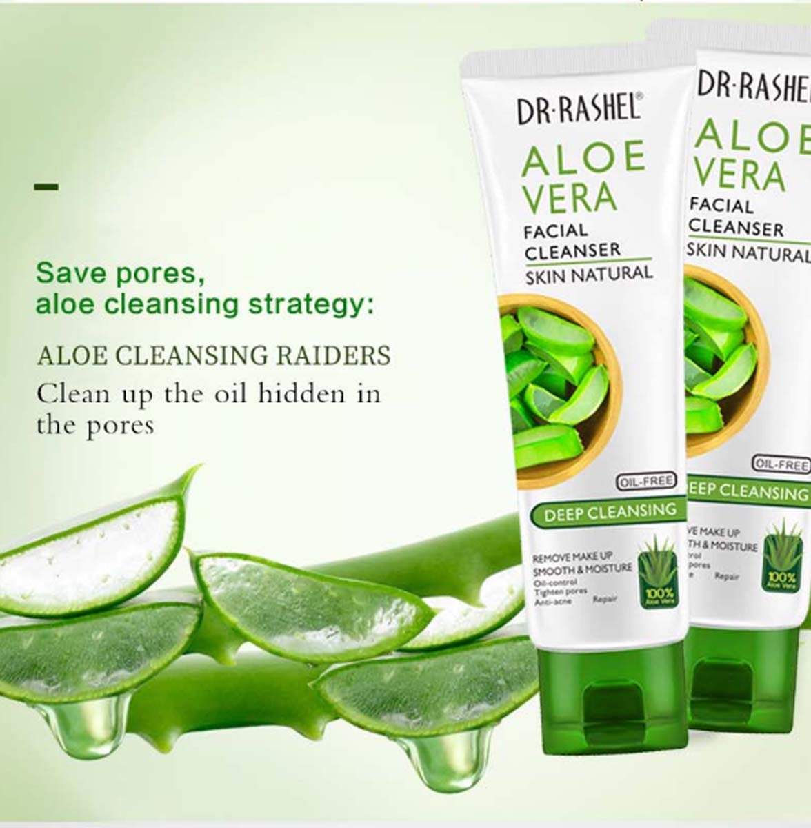 ORANGLES Aloe Vera Gel for Face – Dr Rashel Aloe Vera Facial Cleanser & Scrub - angled perspective - presenting advantages - Image 4 of 4 | fits any environment | Purchase Aloe Vera Gel for Face – Dr Rashel Aloe Vera Facial Cleanser & Scrub Michigan | Free Shipping ORANGLES