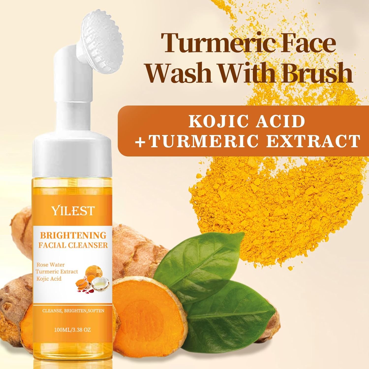 ORANGLES Turmeric Facial Cleanser – Best Facial Cleanser for Glowing Skin - full product showcase - displaying specifications - Image 5 of 7 | adapts to any space | Turmeric Facial Cleanser – Best Facial Cleanser for Glowing Skin deal New Jersey | Free Shipping ORANGLES