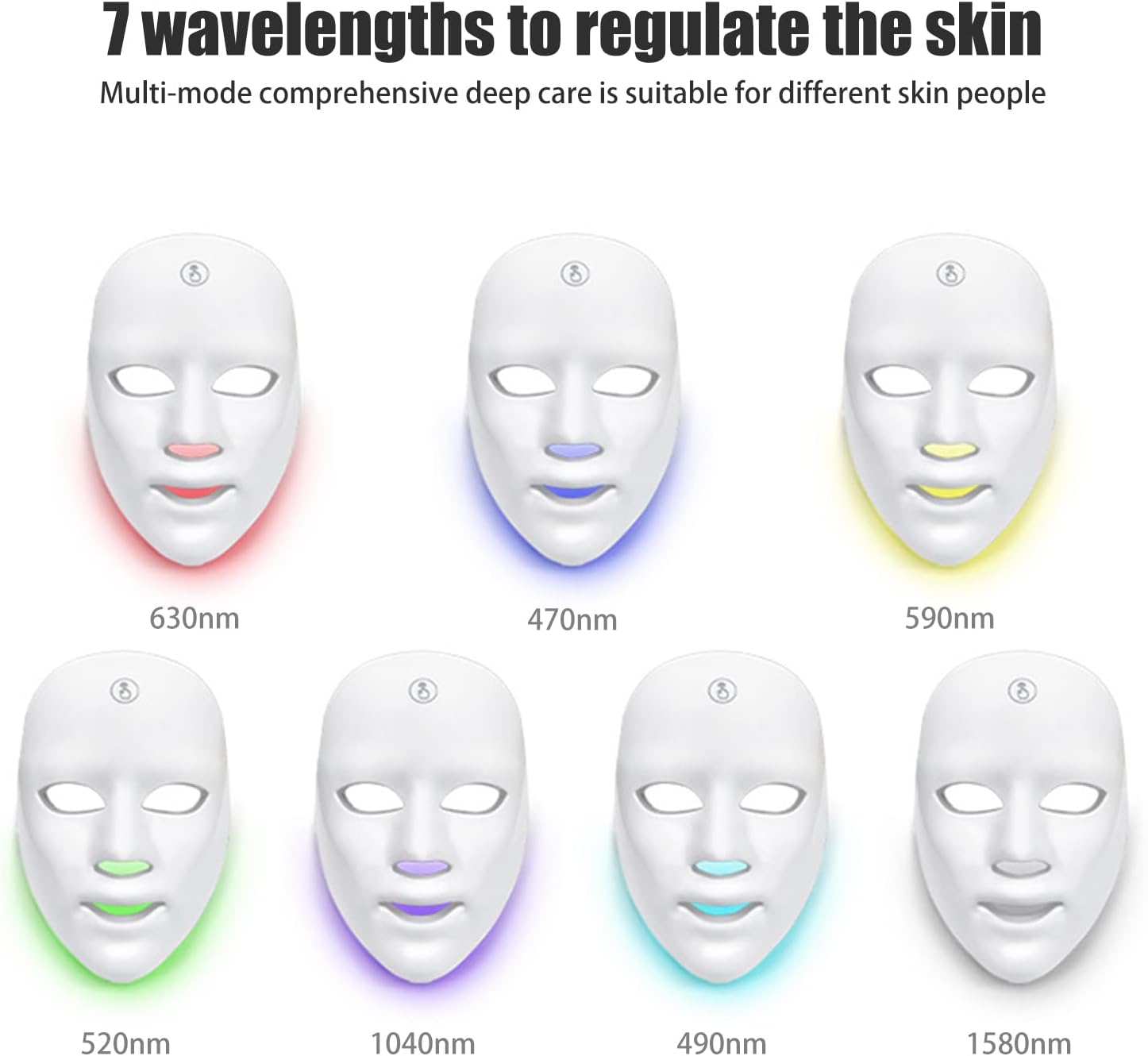 ORANGLES LED Face Mask – Professional Light Therapy Face Mask for Skin Rejuvenation - full product showcase - displaying specifications - Image 5 of 6 | adapts to any space | LED Face Mask – Professional Light Therapy Face Mask for Skin Rejuvenation deal New Jersey | Free Shipping ORANGLES