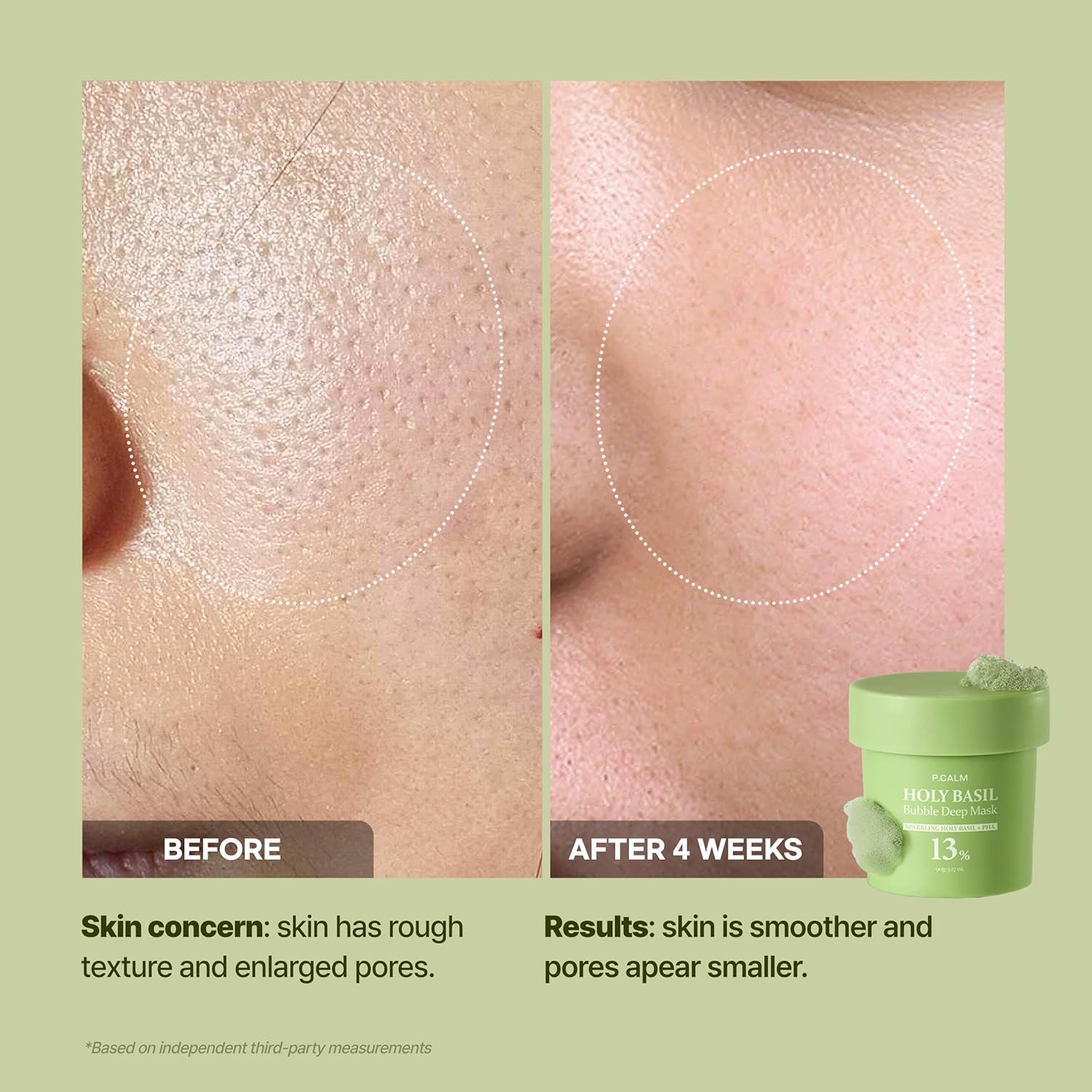 ORANGLES Holy Basil Bubble Deep Mask – Purifying & Oxygenating Face Mask - detailed closeup view - illustrating benefits - Image 3 of 6 | created for all | Shop Holy Basil Bubble Deep Mask – Purifying & Oxygenating Face Mask North Carolina | Free Shipping ORANGLES