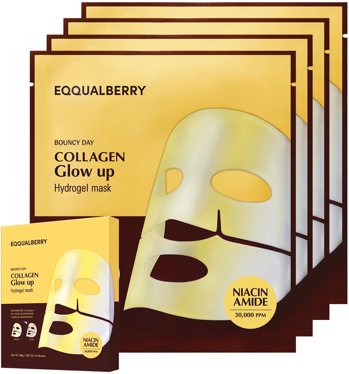 ORANGLES Eqqual Berry Bouncy Day Collagen Glow Up Hydrogel Mask – Collagen Face Mask - angled perspective - presenting advantages - Image 4 of 7 | fits any environment | Purchase Eqqual Berry Bouncy Day Collagen Glow Up Hydrogel Mask – Collagen Face Mask Michigan | Free Shipping ORANGLES