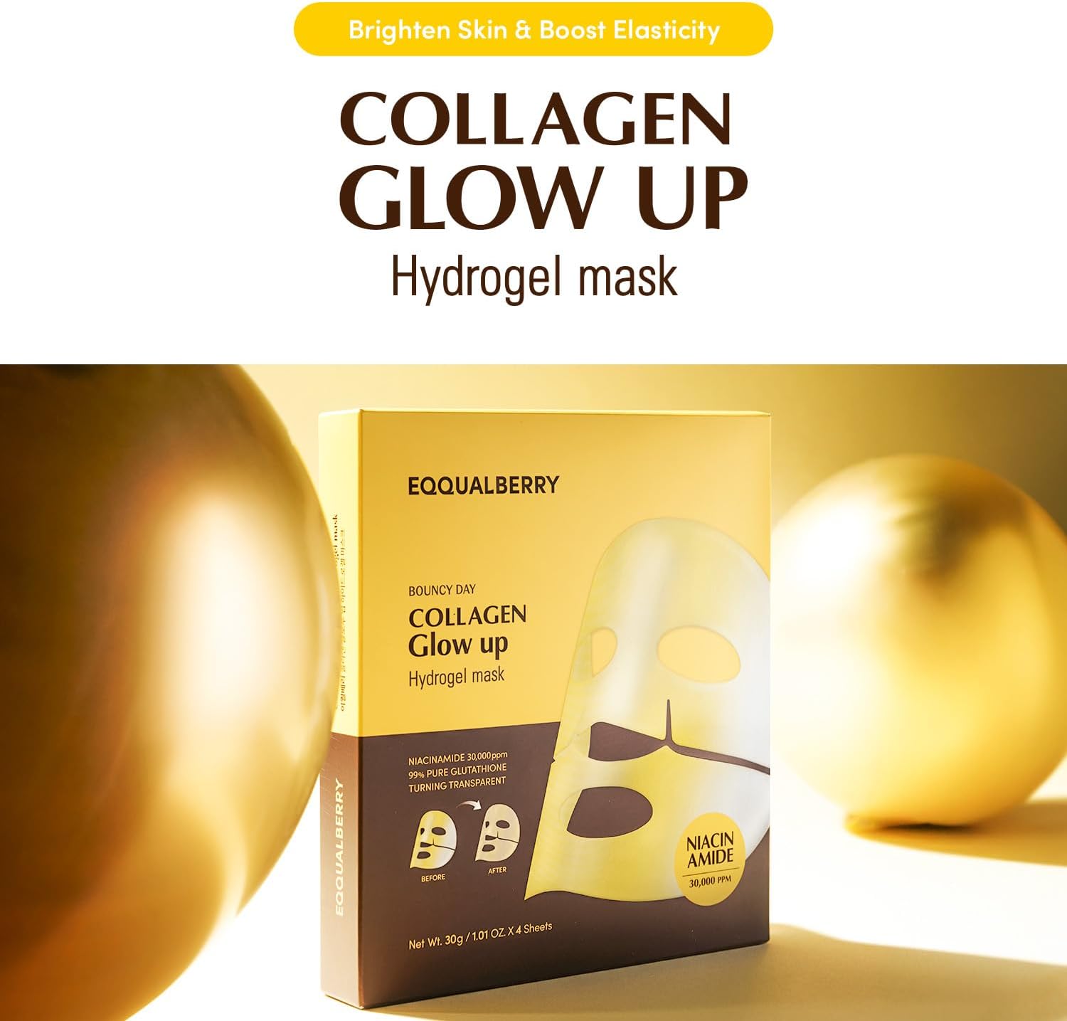 ORANGLES Eqqual Berry Bouncy Day Collagen Glow Up Hydrogel Mask – Collagen Face Mask - full product showcase - displaying specifications - Image 5 of 7 | adapts to any space | Eqqual Berry Bouncy Day Collagen Glow Up Hydrogel Mask – Collagen Face Mask deal New Jersey | Free Shipping ORANGLES