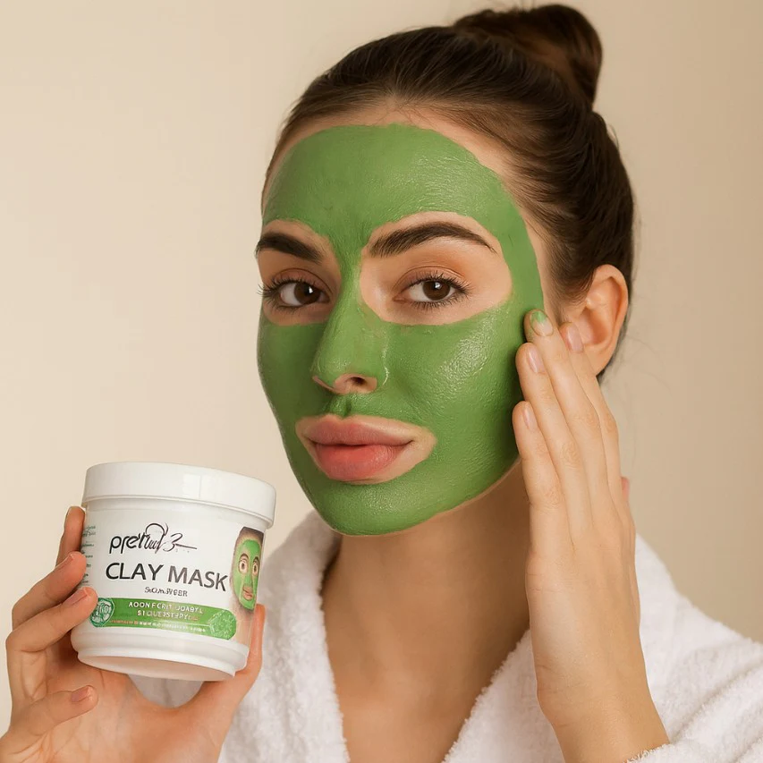 ORANGLES Clay Mask with Purifying Green Clay Extract - detailed closeup view - illustrating benefits - Image 3 of 3 | created for all | Shop Clay Mask with Purifying Green Clay Extract North Carolina | Free Shipping ORANGLES