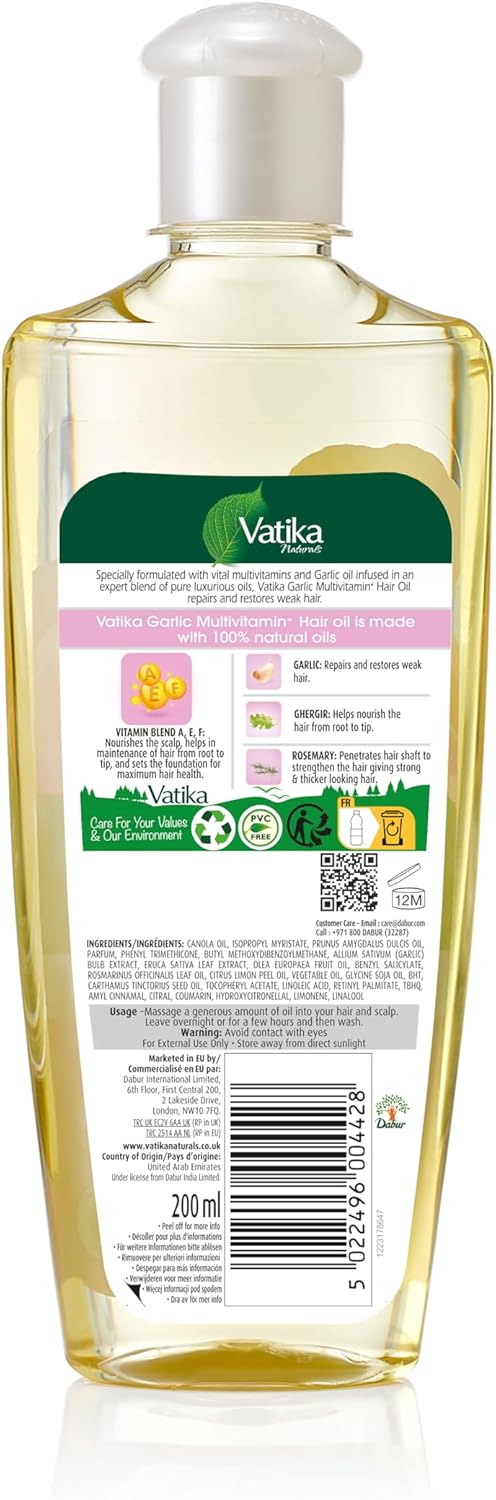 ORANGLES Vatika Hair Oil - Garlic Enriched Hair Oil - detailed closeup view - illustrating benefits - Image 3 of 6 | created for all | Shop Vatika Hair Oil - Garlic Enriched Hair Oil North Carolina | Free Shipping ORANGLES