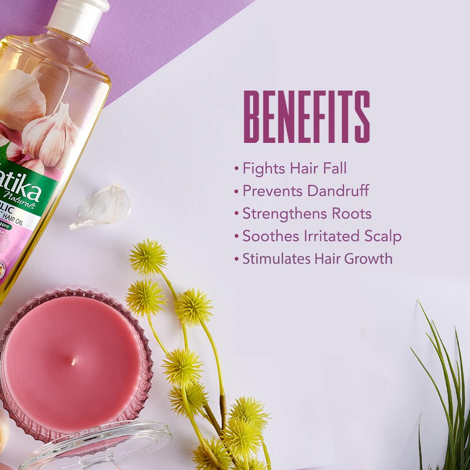 ORANGLES Vatika Hair Oil - Garlic Enriched Hair Oil - angled perspective - presenting advantages - Image 4 of 6 | fits any environment | Purchase Vatika Hair Oil - Garlic Enriched Hair Oil Michigan | Free Shipping ORANGLES