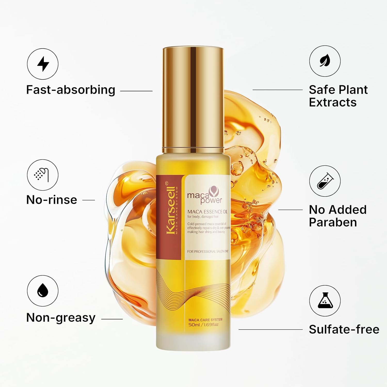 ORANGLES Argan Oil for Hair – Repair, Shine & Strengthen Treatment - detailed closeup view - illustrating benefits - Image 3 of 7 | created for all | Shop Argan Oil for Hair – Repair, Shine & Strengthen Treatment North Carolina | Free Shipping ORANGLES