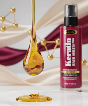 ORANGLES Max Lady Keratin Hair Serum – Smooth, Frizz-Free Shine - detailed closeup view - illustrating benefits - Image 3 of 4 | created for all | Shop Max Lady Keratin Hair Serum – Smooth, Frizz-Free Shine North Carolina | Free Shipping ORANGLES