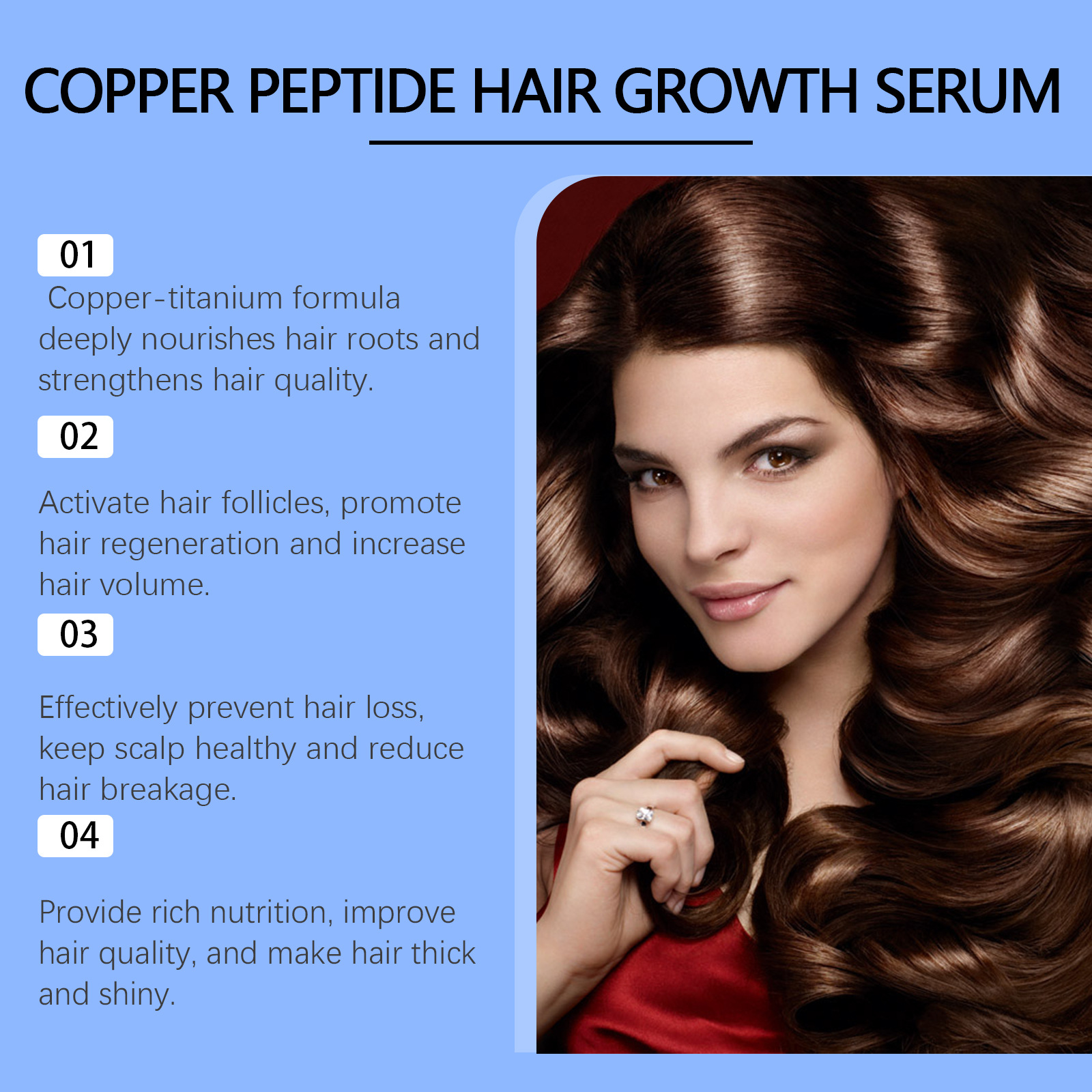 ORANGLES Copper Peptide Hair Growth Serum – Revitalize & Regrow Hair - detailed closeup view - illustrating benefits - Image 3 of 6 | created for all | Shop Copper Peptide Hair Growth Serum – Revitalize & Regrow Hair North Carolina | Free Shipping ORANGLES