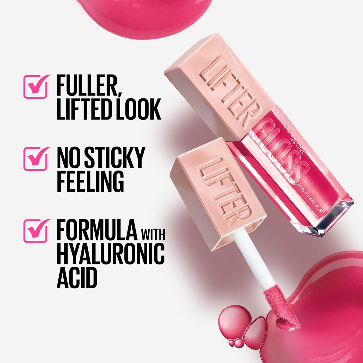 ORANGLES Maybelline Lifter Gloss – Hydrating Plump Lip Gloss - detailed closeup view - illustrating benefits - Image 3 of 5 | created for all | Shop Maybelline Lifter Gloss – Hydrating Plump Lip Gloss North Carolina | Free Shipping ORANGLES