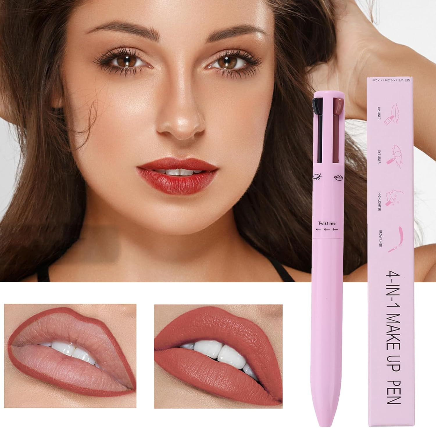 ORANGLES 4-in-1 Makeup Pen - full product showcase - displaying specifications - Image 5 of 7 | adapts to any space | 4-in-1 Makeup Pen deal New Jersey | Free Shipping ORANGLES