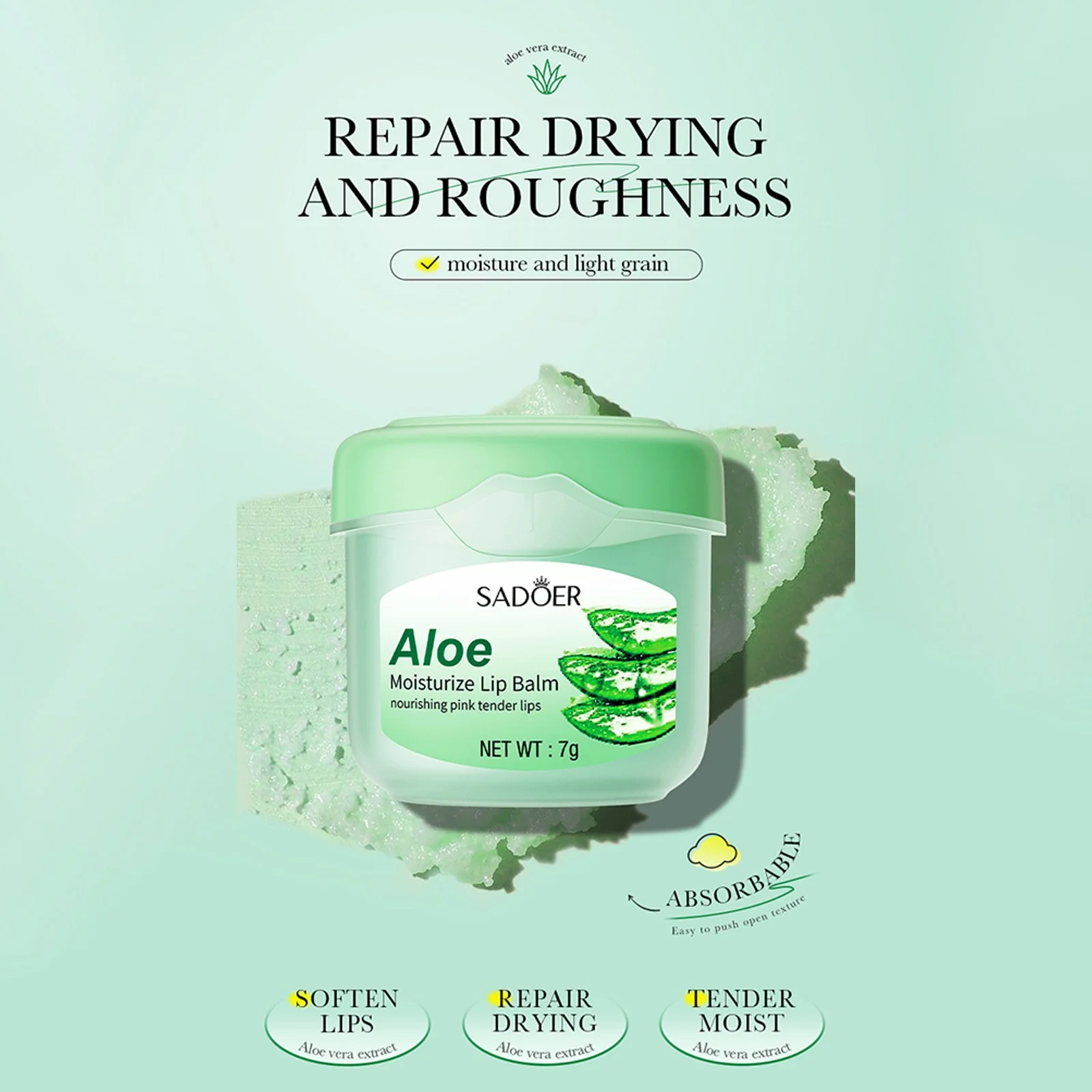 ORANGLES Sadoer Aloe Moisturize Lip Balm – Nourishing Care - full product showcase - displaying specifications - Image 5 of 5 | adapts to any space | Sadoer Aloe Moisturize Lip Balm – Nourishing Care deal New Jersey | Free Shipping ORANGLES