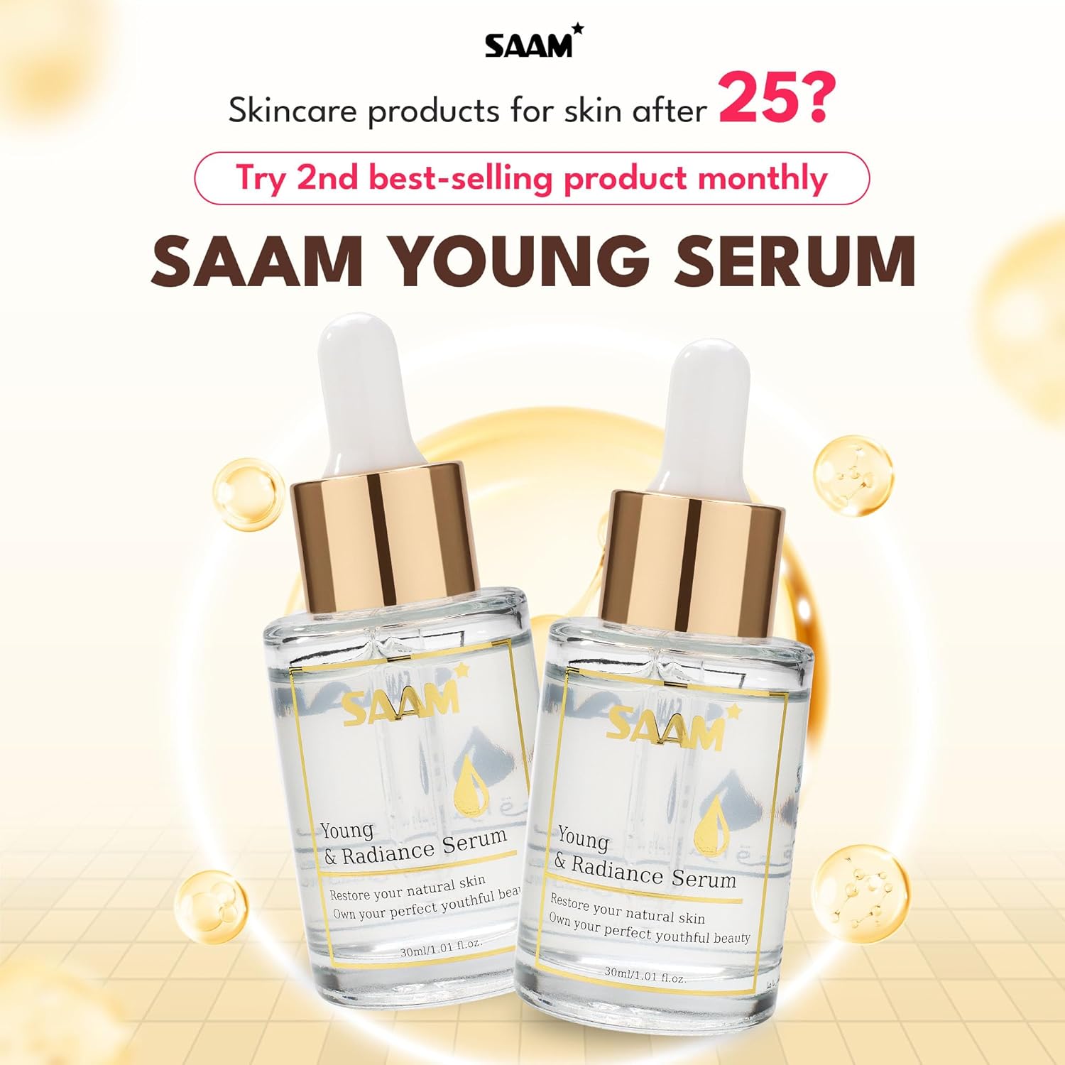 ORANGLES SAAM Young & Radiance Serum – Youthful Glow - full product showcase - displaying specifications - Image 5 of 5 | adapts to any space | SAAM Young & Radiance Serum – Youthful Glow deal New Jersey | Free Shipping ORANGLES