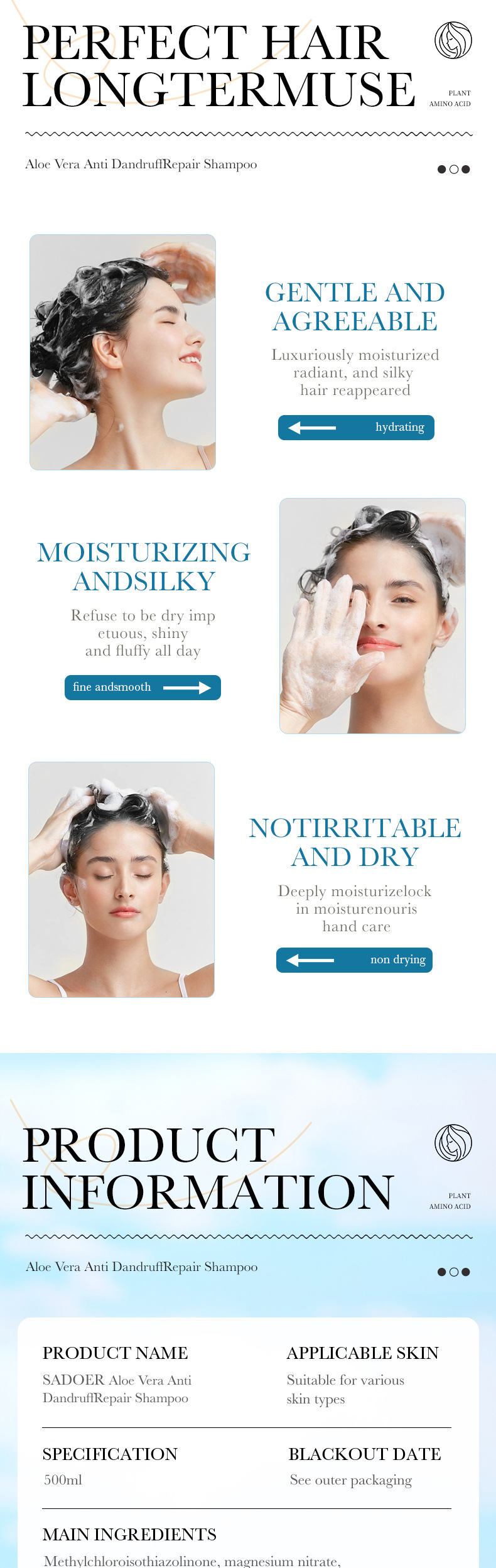 ORANGLES Aloe Anti‑dandruff Repair Shampoo – Healthy Scalp - full product showcase - displaying specifications - Image 5 of 6 | adapts to any space | Aloe Anti‑dandruff Repair Shampoo – Healthy Scalp deal New Jersey | Free Shipping ORANGLES