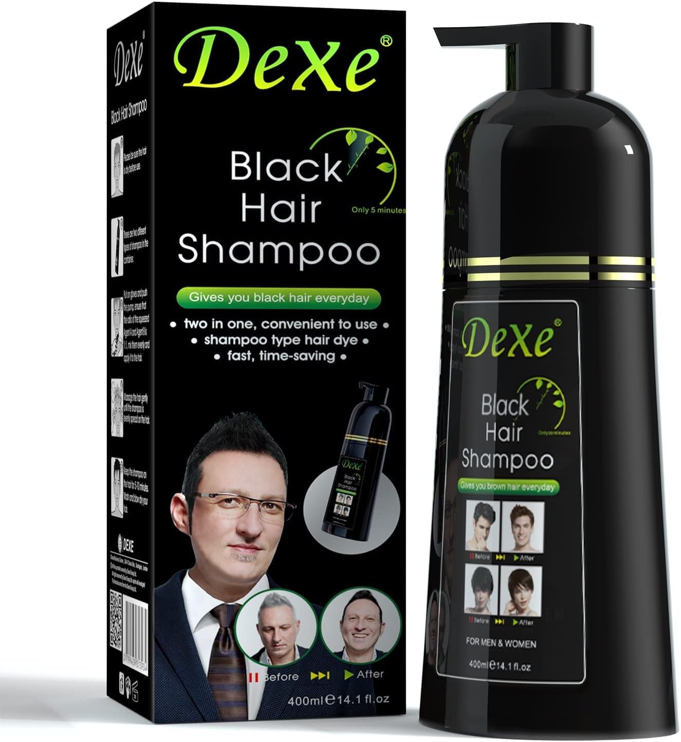 DEXE Black Hair Color Shampoo – Instant Coverage