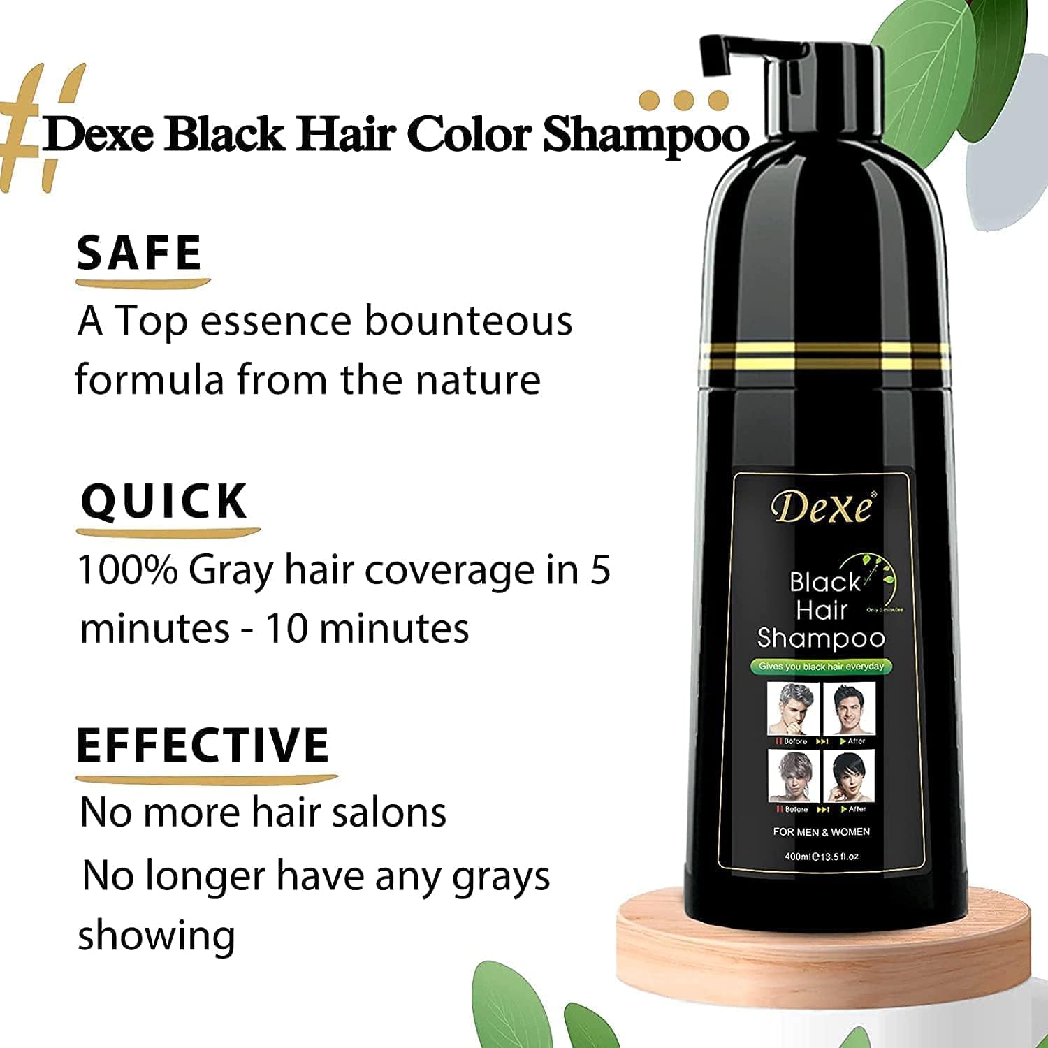 ORANGLES DEXE Black Hair Color Shampoo – Instant Coverage - detailed closeup view - illustrating benefits - Image 3 of 5 | created for all | Shop DEXE Black Hair Color Shampoo – Instant Coverage North Carolina | Free Shipping ORANGLES
