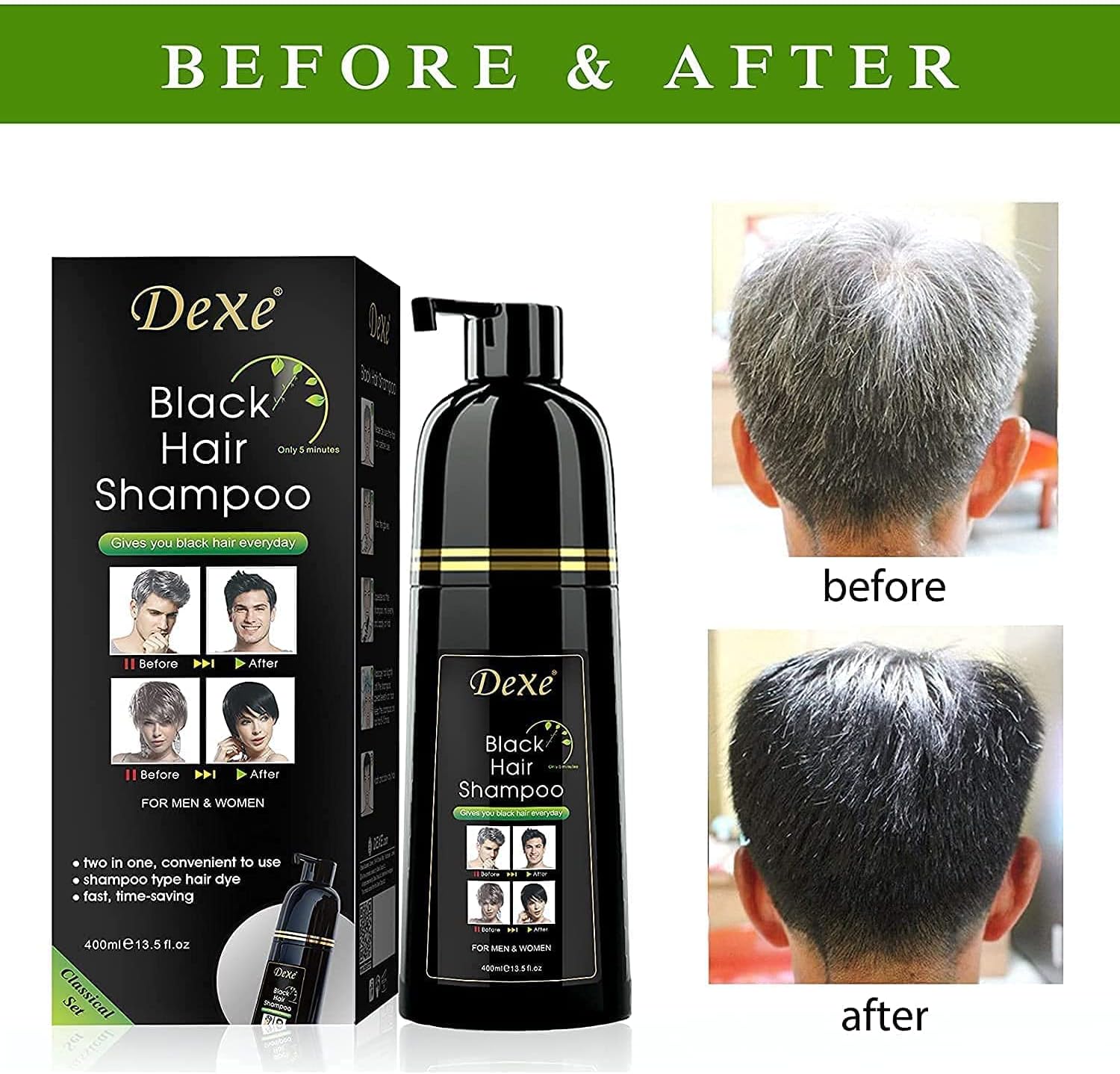 ORANGLES DEXE Black Hair Color Shampoo – Instant Coverage - full product showcase - displaying specifications - Image 5 of 5 | adapts to any space | DEXE Black Hair Color Shampoo – Instant Coverage deal New Jersey | Free Shipping ORANGLES
