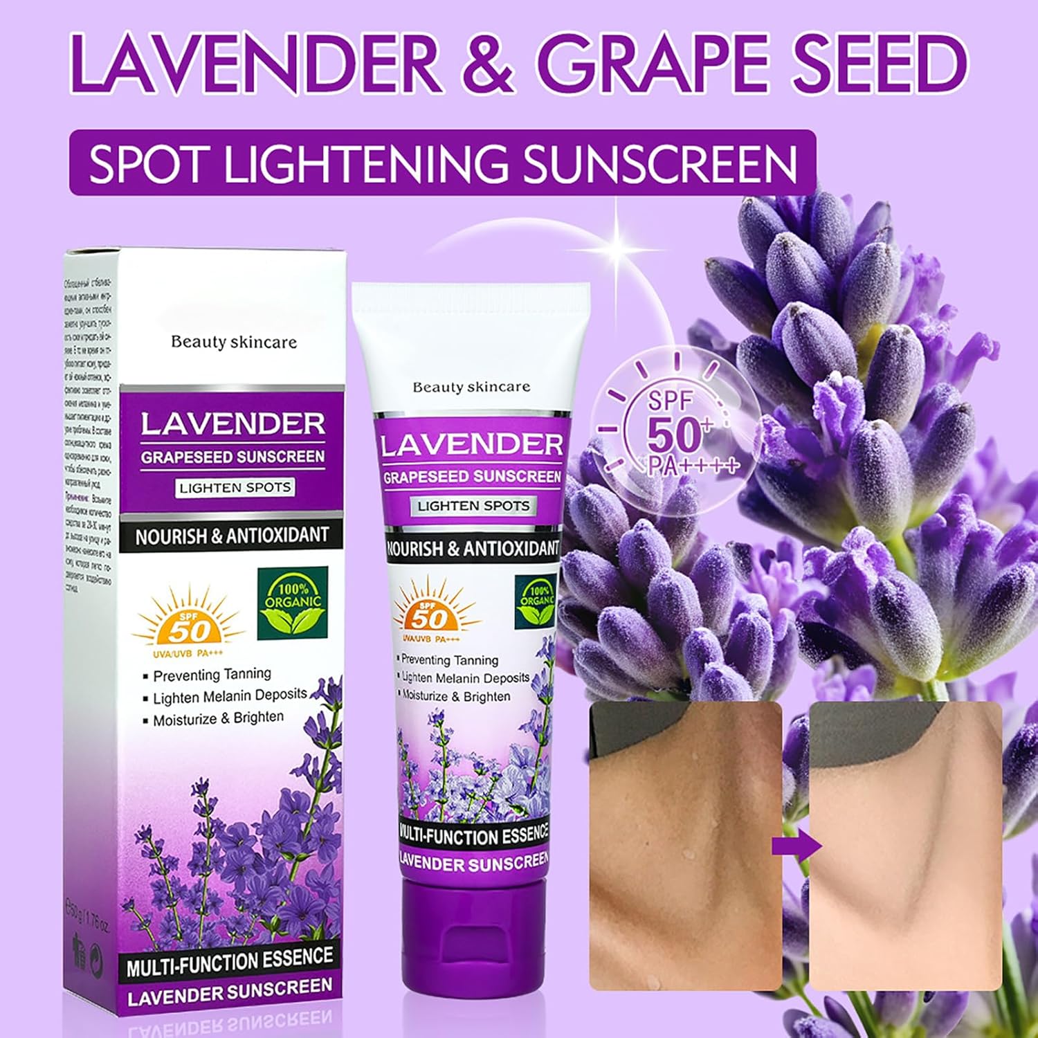 ORANGLES Disaar Lavender Grapeseed Sunscreen SPF 50 – UV Care - high resolution display - exposing craftsmanship - Image 2 of 6 | built for everyone | Disaar Lavender Grapeseed Sunscreen SPF 50 – UV Care for sale Georgia | Free Shipping ORANGLES