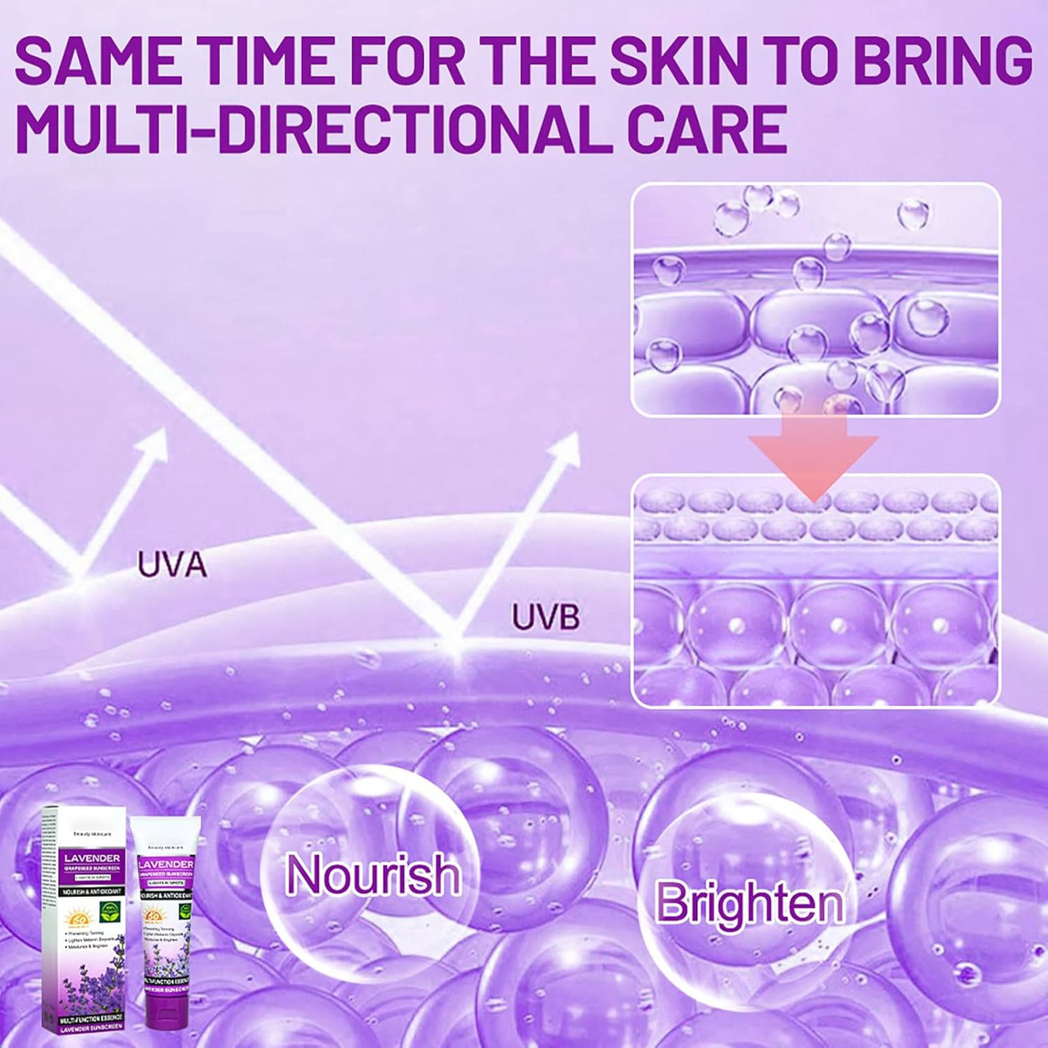 ORANGLES Disaar Lavender Grapeseed Sunscreen SPF 50 – UV Care - full product showcase - displaying specifications - Image 5 of 6 | adapts to any space | Disaar Lavender Grapeseed Sunscreen SPF 50 – UV Care deal New Jersey | Free Shipping ORANGLES