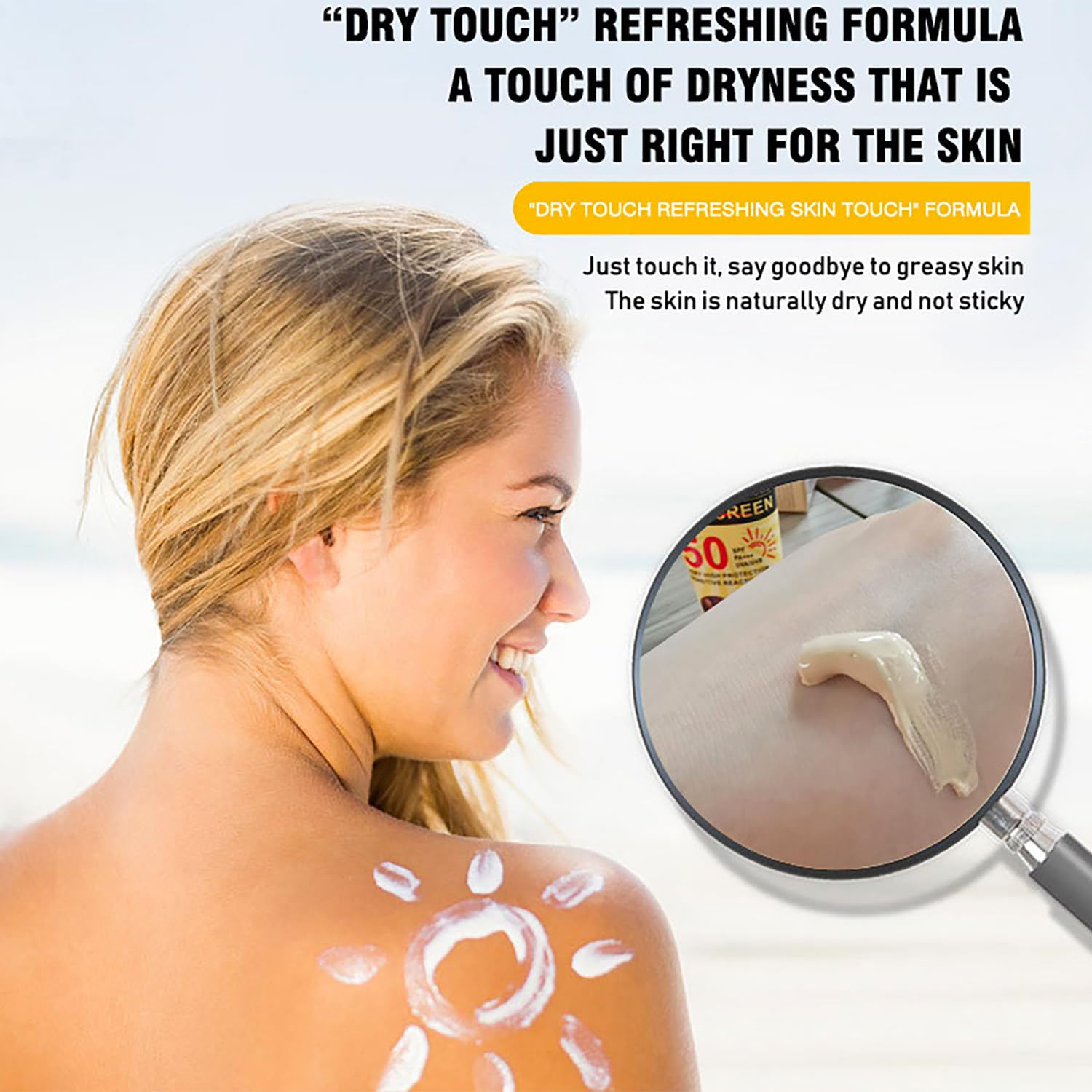 ORANGLES Summer Refreshing Sunscreen SPF50+ – Anti‑UV Care - detailed closeup view - illustrating benefits - Image 3 of 5 | created for all | Shop Summer Refreshing Sunscreen SPF50+ – Anti‑UV Care North Carolina | Free Shipping ORANGLES