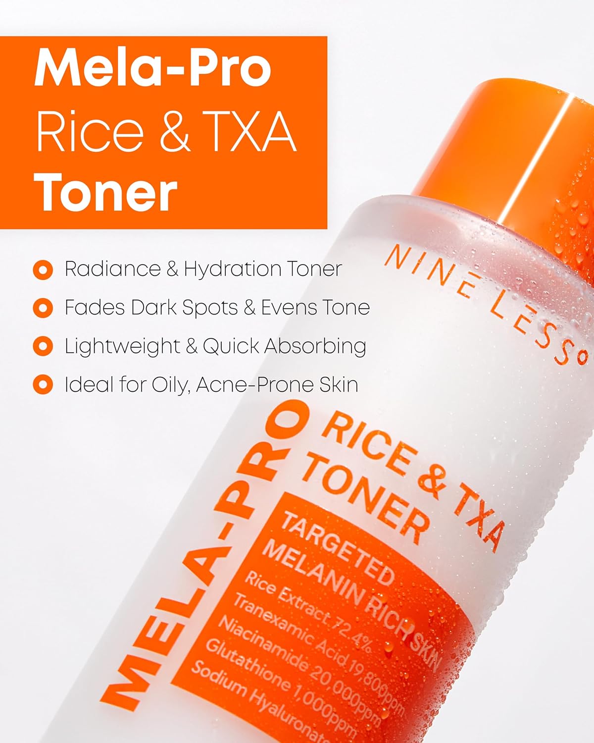 ORANGLES Nineless Rice & TXA Toner – Brightening Skincare Care - high resolution display - exposing craftsmanship - Image 2 of 6 | built for everyone | Nineless Rice & TXA Toner – Brightening Skincare Care for sale Georgia | Free Shipping ORANGLES