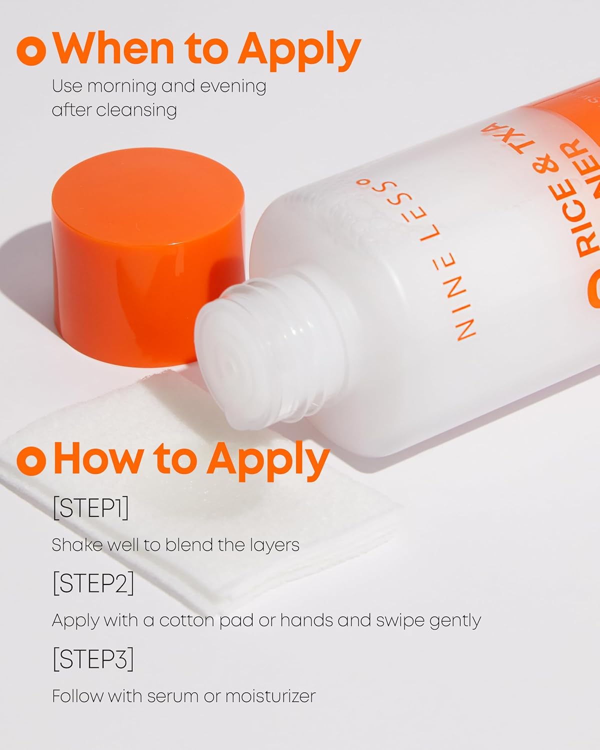 ORANGLES Nineless Rice & TXA Toner – Brightening Skincare Care - full product showcase - displaying specifications - Image 5 of 6 | adapts to any space | Nineless Rice & TXA Toner – Brightening Skincare Care deal New Jersey | Free Shipping ORANGLES