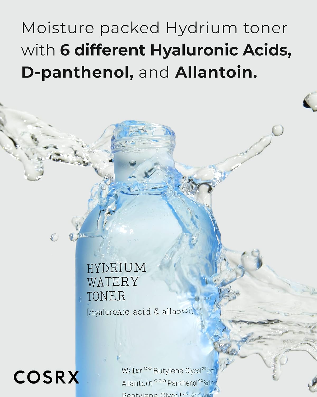 ORANGLES COSRX Hydrium Watery Toner – Deep Hydration Care - detailed closeup view - illustrating benefits - Image 3 of 5 | created for all | Shop COSRX Hydrium Watery Toner – Deep Hydration Care North Carolina | Free Shipping ORANGLES