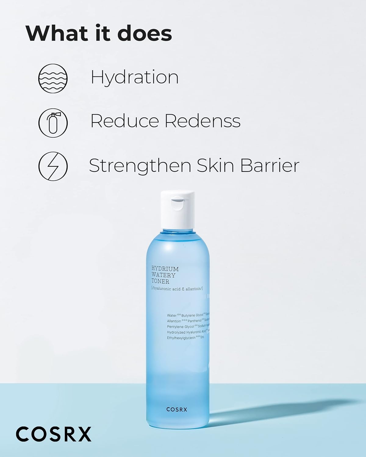 ORANGLES COSRX Hydrium Watery Toner – Deep Hydration Care - angled perspective - presenting advantages - Image 4 of 5 | fits any environment | Purchase COSRX Hydrium Watery Toner – Deep Hydration Care Michigan | Free Shipping ORANGLES