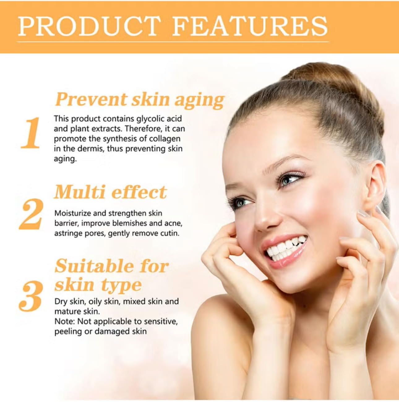 ORANGLES Facial Toner – Hydrating & Brightening Skin Care - detailed closeup view - illustrating benefits - Image 3 of 5 | created for all | Shop Facial Toner – Hydrating & Brightening Skin Care North Carolina | Free Shipping ORANGLES