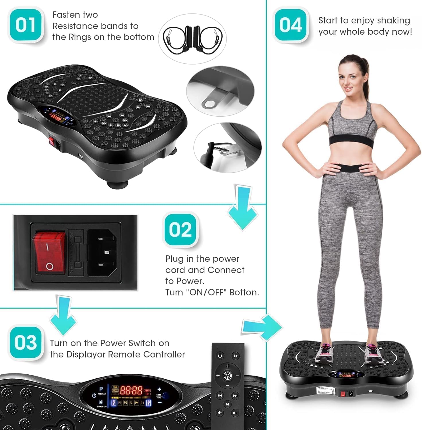ORANGLES Vibration Shaking Machine – Fitness Workout Equipment - full product showcase - displaying specifications - Image 5 of 6 | adapts to any space | Vibration Shaking Machine – Fitness Workout Equipment deal New Jersey | Free Shipping ORANGLES