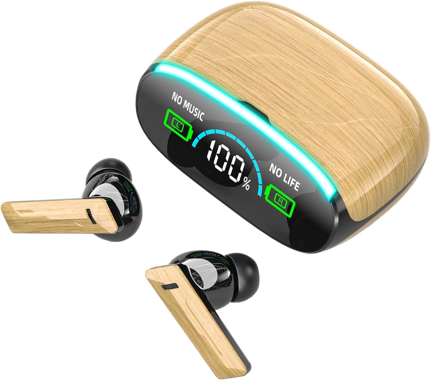 Wood Grain Sports Headphones – Wireless Bluetooth Noise Canceling