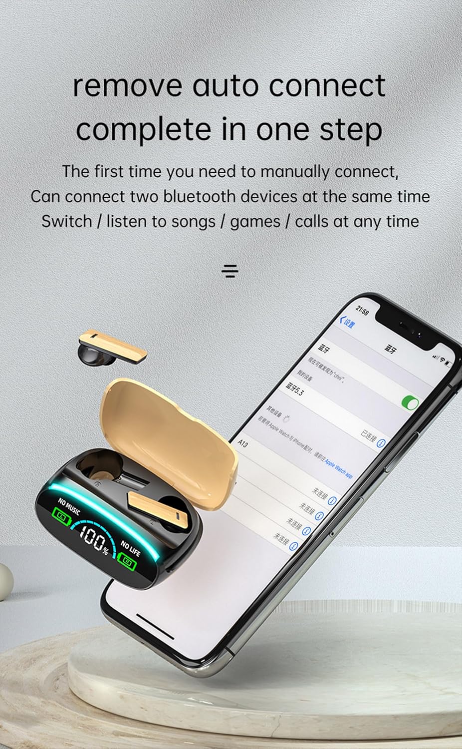 ORANGLES Wood Grain Sports Headphones – Wireless Bluetooth Noise Canceling - full product showcase - displaying specifications - Image 5 of 6 | adapts to any space | Wood Grain Sports Headphones – Wireless Bluetooth Noise Canceling deal New Jersey | Free Shipping ORANGLES