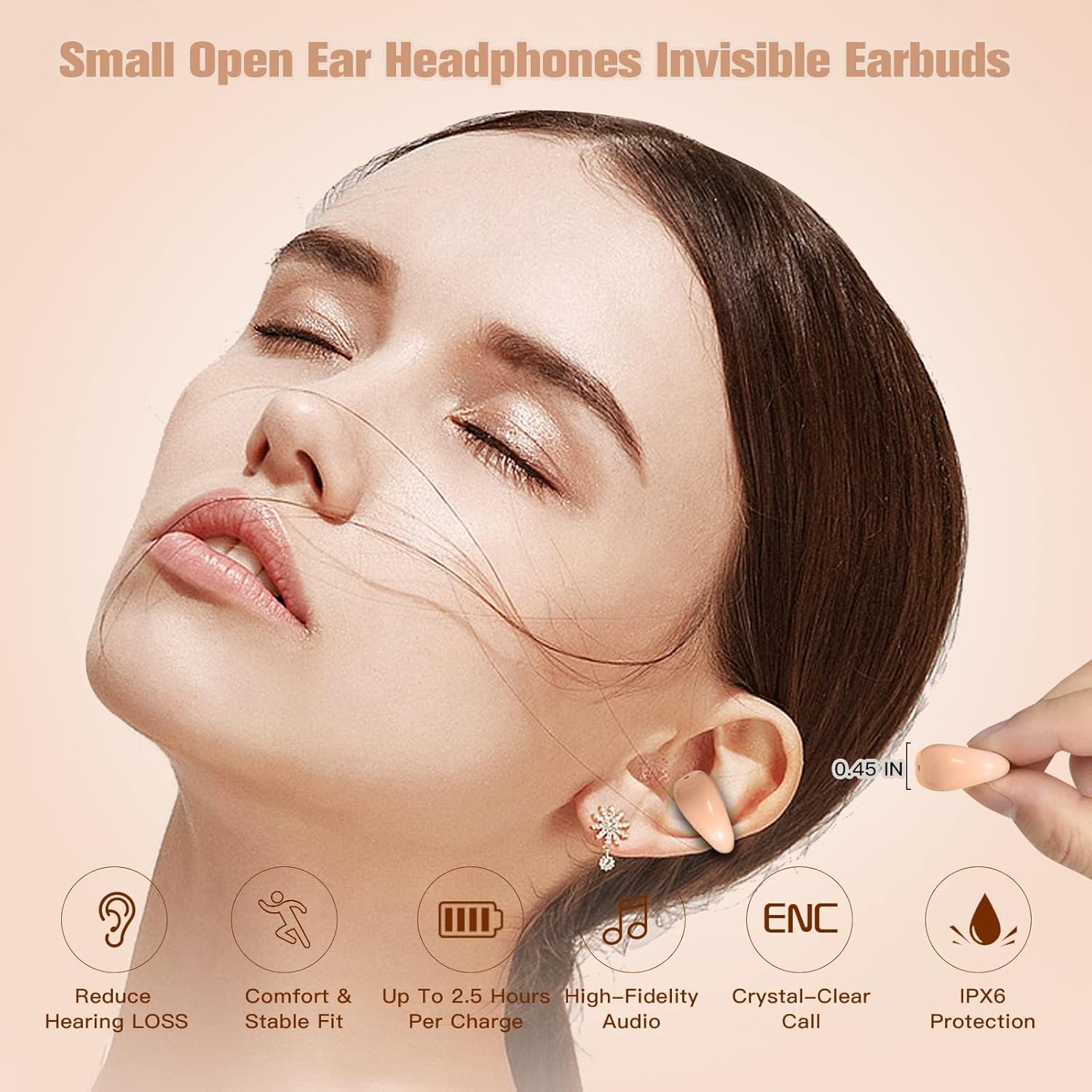 ORANGLES LED Display Earclip Earphones – Wireless Bluetooth Stylish - high resolution display - exposing craftsmanship - Image 2 of 5 | built for everyone | LED Display Earclip Earphones – Wireless Bluetooth Stylish for sale Georgia | Free Shipping ORANGLES