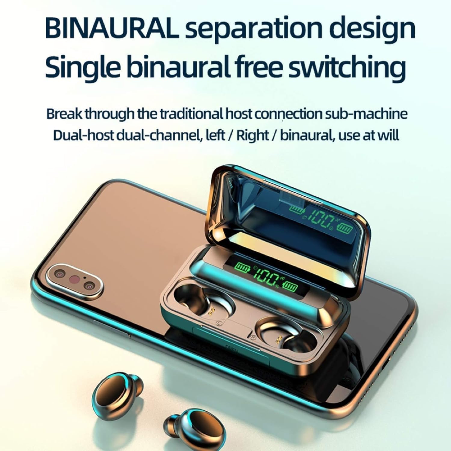 ORANGLES Samsung Air Wireless Earbuds – Bluetooth Headset Stereo - angled perspective - presenting advantages - Image 4 of 4 | fits any environment | Purchase Samsung Air Wireless Earbuds – Bluetooth Headset Stereo Michigan | Free Shipping ORANGLES
