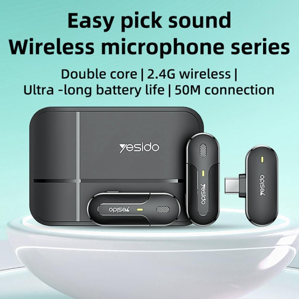 ORANGLES Dual Wireless Lavalier Microphone – Clip‑On Mic for Recording - angled perspective - presenting advantages - Image 4 of 4 | fits any environment | Purchase Dual Wireless Lavalier Microphone – Clip‑On Mic for Recording Michigan | Free Shipping ORANGLES