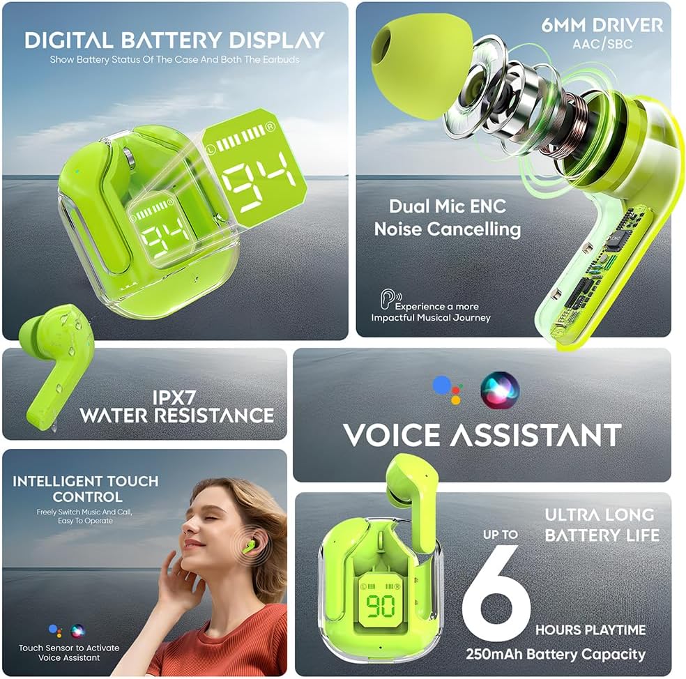 ORANGLES Crystal Wireless Earphones – Bluetooth Headset Waterproof - high resolution display - exposing craftsmanship - Image 2 of 6 | built for everyone | Crystal Wireless Earphones – Bluetooth Headset Waterproof for sale Georgia | Free Shipping ORANGLES