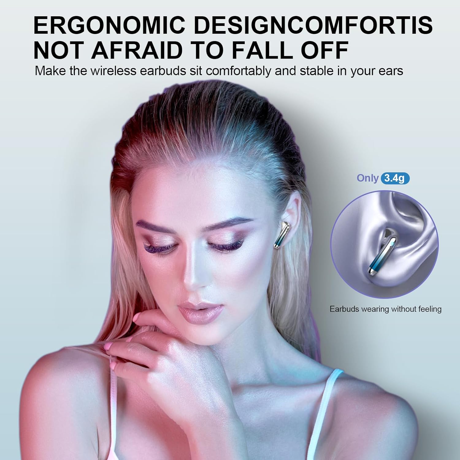 ORANGLES Hoco EQ16 Shine TWS Earbuds – Bluetooth 5.3 ANC + ENC - detailed closeup view - illustrating benefits - Image 3 of 6 | created for all | Shop Hoco EQ16 Shine TWS Earbuds – Bluetooth 5.3 ANC + ENC North Carolina | Free Shipping ORANGLES