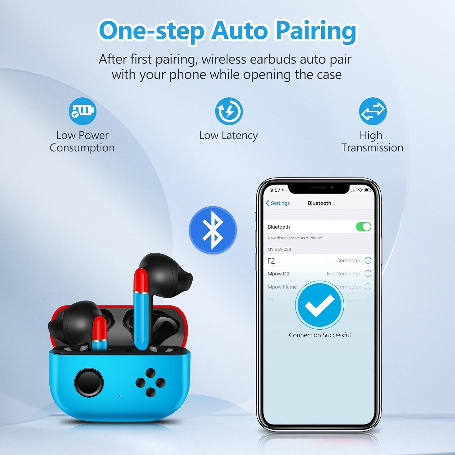 ORANGLES Noise Reduction Bluetooth Headset – Stereo & Long Battery - angled perspective - presenting advantages - Image 4 of 6 | fits any environment | Purchase Noise Reduction Bluetooth Headset – Stereo & Long Battery Michigan | Free Shipping ORANGLES