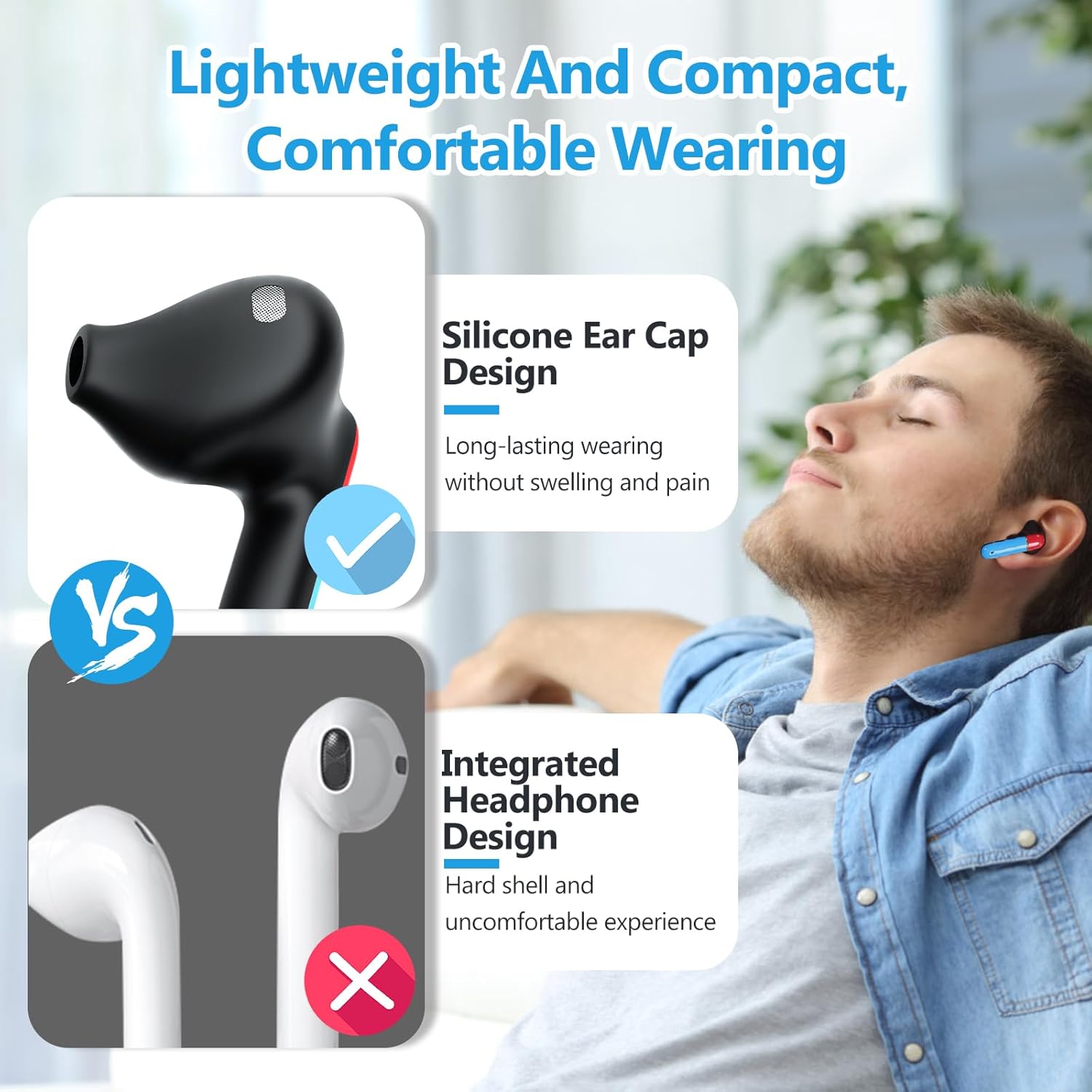 ORANGLES Noise Reduction Bluetooth Headset – Stereo & Long Battery - full product showcase - displaying specifications - Image 5 of 6 | adapts to any space | Noise Reduction Bluetooth Headset – Stereo & Long Battery deal New Jersey | Free Shipping ORANGLES