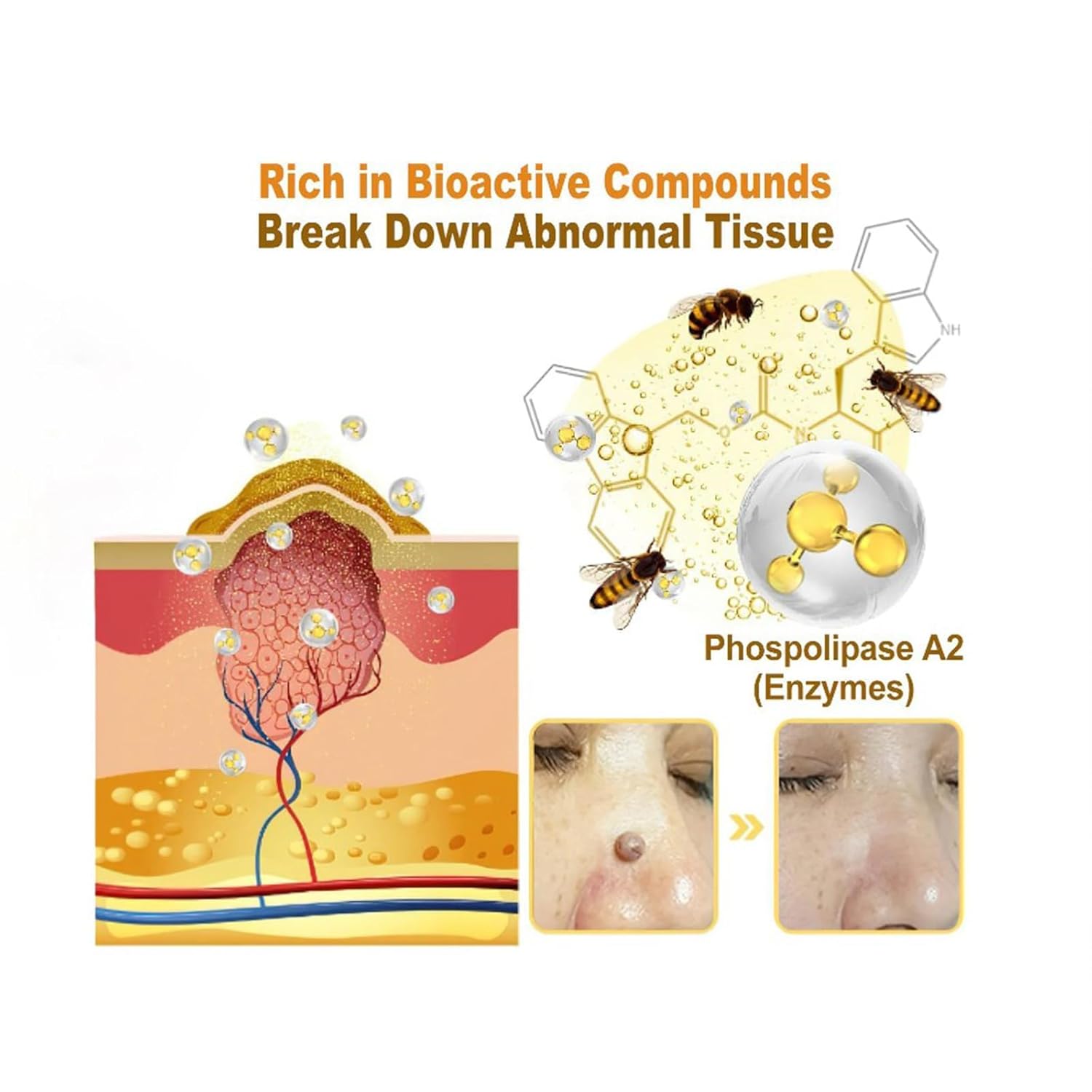 ORANGLES HOUKEA Bee Venom Skin Care Cream – Anti‑Aging, Hydrating & Skin Repair Treatment - detailed closeup view - illustrating benefits - Image 3 of 5 | created for all | Shop HOUKEA Bee Venom Skin Care Cream – Anti‑Aging, Hydrating & Skin Repair Treatment North Carolina | Free Shipping ORANGLES