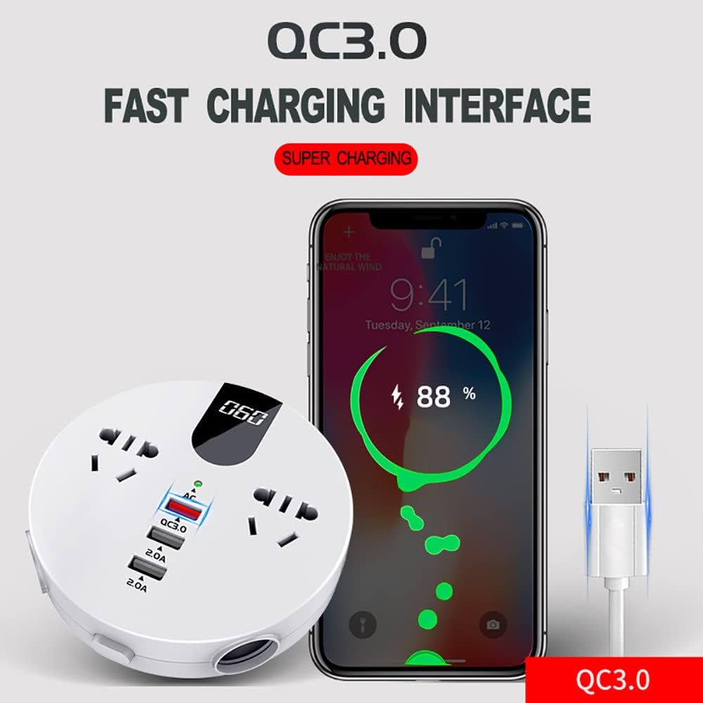 ORANGLES Car Inverter & Mobile Phone Charger – Super Fast, Multi‑Function Power Solution - full product showcase - displaying specifications - Image 5 of 6 | adapts to any space | Car Inverter & Mobile Phone Charger – Super Fast, Multi‑Function Power Solution deal New Jersey | Free Shipping ORANGLES