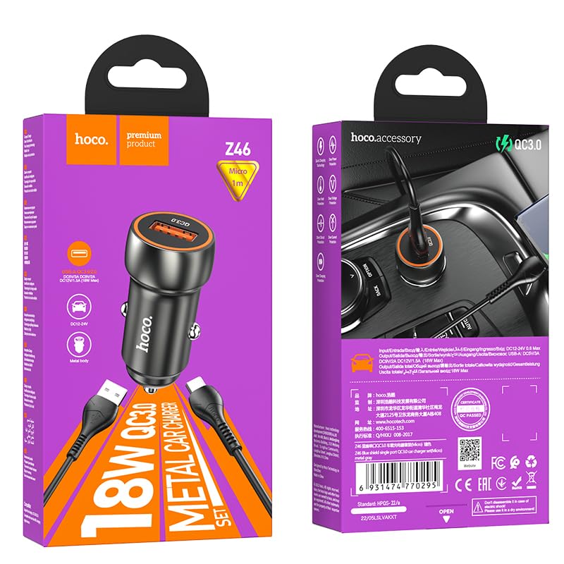 ORANGLES Hoco Blue Whale Car Charger (Z46A) – Dual Port Fast Charging & Smart Safety - angled perspective - presenting advantages - Image 4 of 4 | fits any environment | Purchase Hoco Blue Whale Car Charger (Z46A) – Dual Port Fast Charging & Smart Safety Michigan | Free Shipping ORANGLES