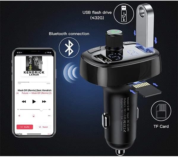 ORANGLES T‑Typed Bluetooth MP3 Car Charger – Music, Calls & Fast Charging in One - angled perspective - presenting advantages - Image 4 of 6 | fits any environment | Purchase T‑Typed Bluetooth MP3 Car Charger – Music, Calls & Fast Charging in One Michigan | Free Shipping ORANGLES