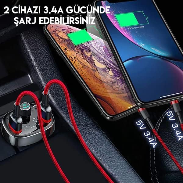 ORANGLES T‑Typed Bluetooth MP3 Car Charger – Music, Calls & Fast Charging in One - full product showcase - displaying specifications - Image 5 of 6 | adapts to any space | T‑Typed Bluetooth MP3 Car Charger – Music, Calls & Fast Charging in One deal New Jersey | Free Shipping ORANGLES