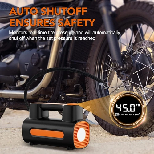 ORANGLES 12V DC Portable Tire Inflator – Fast Electric Auto Air Pump for Car Tires - angled perspective - presenting advantages - Image 4 of 4 | fits any environment | Purchase 12V DC Portable Tire Inflator – Fast Electric Auto Air Pump for Car Tires Michigan | Free Shipping ORANGLES