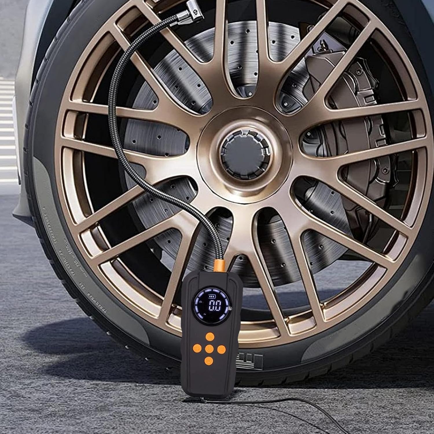 ORANGLES Car Jump Starter & Compressor – Portable Emergency Power & Tire Inflation - detailed closeup view - illustrating benefits - Image 3 of 6 | created for all | Shop Car Jump Starter & Compressor – Portable Emergency Power & Tire Inflation North Carolina | Free Shipping ORANGLES