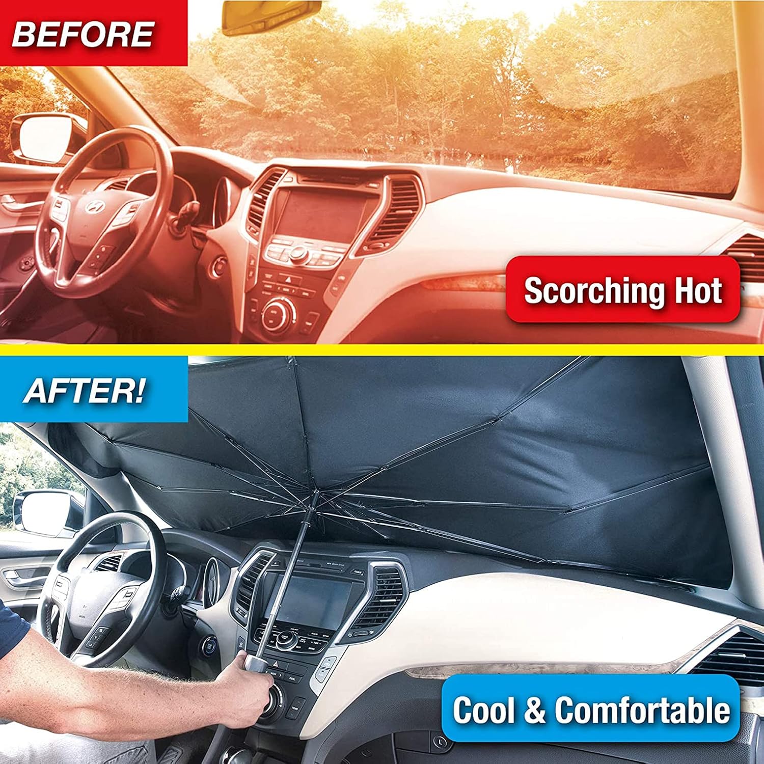 ORANGLES Car Windshield Sun Shade – UV Protection & Heat Reduction for Safer Driving - full product showcase - displaying specifications - Image 5 of 6 | adapts to any space | Car Windshield Sun Shade – UV Protection & Heat Reduction for Safer Driving deal New Jersey | Free Shipping ORANGLES